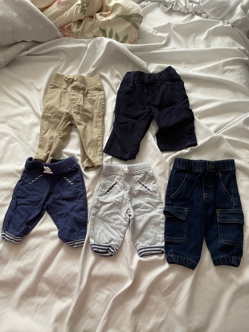 okie dokie Navy, Cream & Light Gray Mix Baby Jogger Pants - 5pc